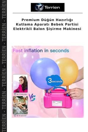 Premium Düğün Hazırlığı Kutlama Aparatı Bebek Partisi Elektrikli Balon Şişirme Makinesi
