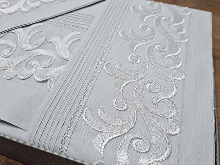 Çeyiz Diyarı Fransız Güpürlü Nervürlü Belinda Nevresim Takımı Gri