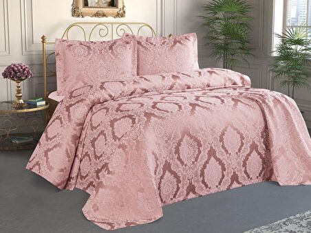 Şulem Jakarlı Şönil Tek Kişilik 2 Parça Yatak Örtüsü Pudra