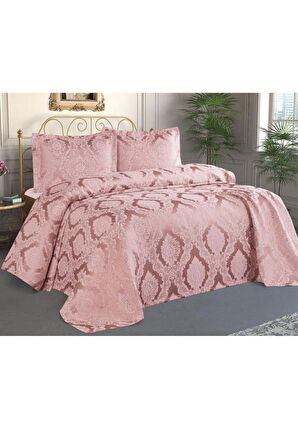 Şulem Jakarlı Şönil Tek Kişilik 2 Parça Yatak Örtüsü Pudra