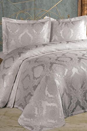 Şulem Jakarlı Şönil Tek Kişilik 2 Parça Yatak Örtüsü Gri