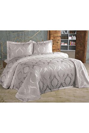 Şulem Jakarlı Şönil Tek Kişilik 2 Parça Yatak Örtüsü Gri
