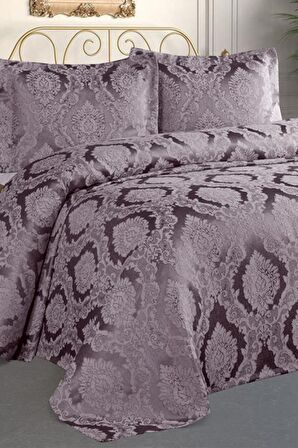 Şulem Jakarlı Şönil Tek Kişilik 2 Parça Yatak Örtüsü Mürdüm