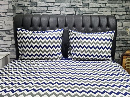 Çeyiz Diyarı Zigzag Çift Kişilik Nevresim Takımı Lacivert