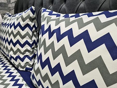 Çeyiz Diyarı Zigzag Çift Kişilik Nevresim Takımı Lacivert