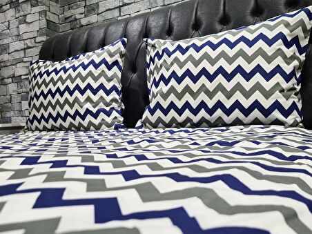 Çeyiz Diyarı Zigzag Çift Kişilik Nevresim Takımı Lacivert