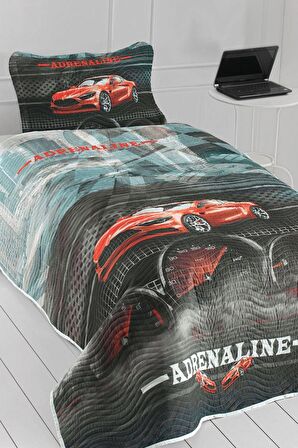 Adrenaline Genç ve Çocuk Baskılı Tek Kişilik Yatak Örtüsü Kırmızı