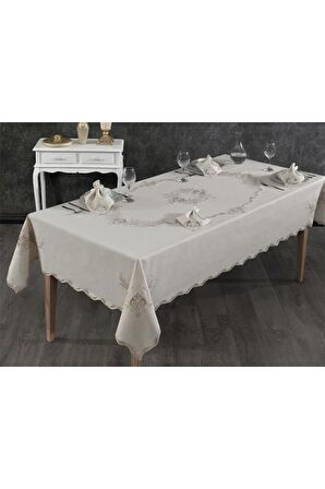 Hazan Fransız Dantelli Yemek Takımı - 25 Parça Cappucino