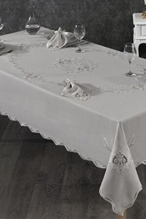 Hazan Fransız Dantelli Yemek Takımı - 25 Parça Gri
