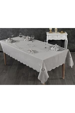 Hazan Fransız Dantelli Yemek Takımı - 25 Parça Gri
