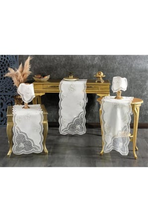 Nazlı 5 Parça Salon Takımı Krem