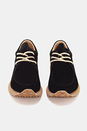 Emporia Kadın Siyah Gerçek Süet Deri Sneaker