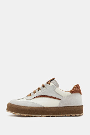 Rayn Kadın Bej Taba Gerçek Deri Sneaker