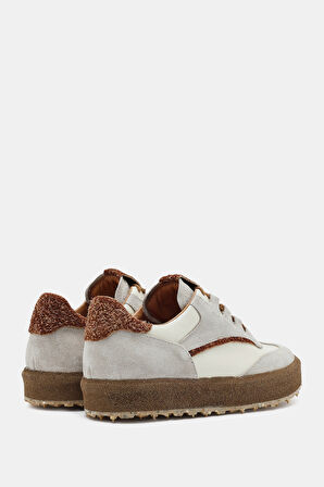 Rayn Kadın Bej Taba Gerçek Deri Sneaker