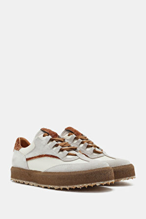 Rayn Kadın Bej Taba Gerçek Deri Sneaker