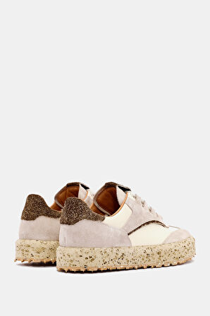 Rayn Kadın Bej Yeşil Gerçek Deri Sneaker