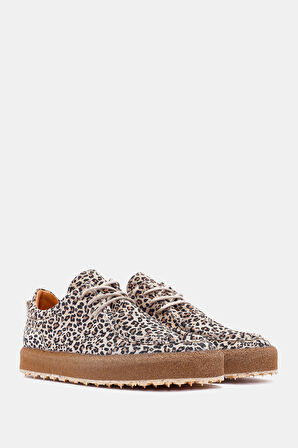 Paris Kadın Leopar Gerçek Deri Sneaker