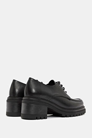 Vintage Kadın Siyah Gerçek Deri Loafer