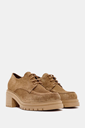 Vintage Kadın Camel Gerçek Deri Loafer