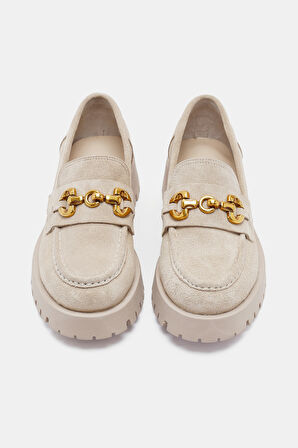 Pamela Kadın Bej Gerçek Deri Loafer