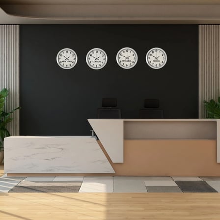 Beyaz Premium Set 4’lü Metal 36 cm Dünya Duvar Saatleri iegxx