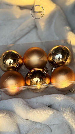 Yılbaşı Süsü 6'lı Top Altın 4 cm