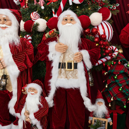Yılbaşı Noel Baba Kadife Ceketli Bordo 90 cm
