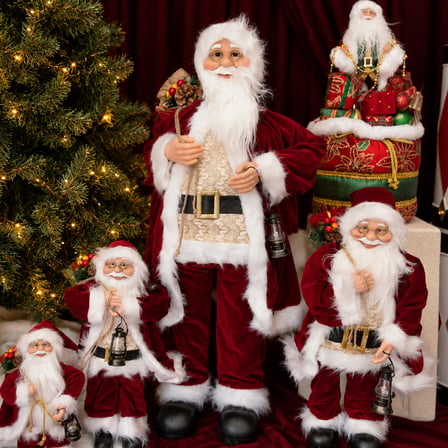 Yılbaşı Noel Baba Kadife Ceketli Bordo 90 cm