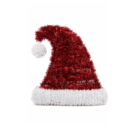 Yılbaşı Süsü Sim Şerit Noel Şapkası Parlak Kırmızı Beyaz 45 cm
