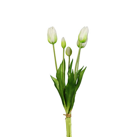 Yapay Islak Dokulu Lale Beyaz 43 cm