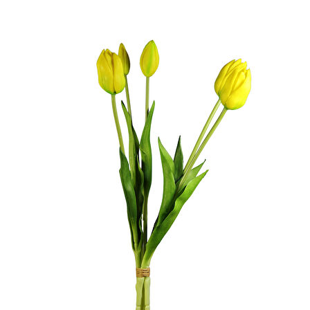 Yapay Islak Dokulu Lale Sarı 43 cm
