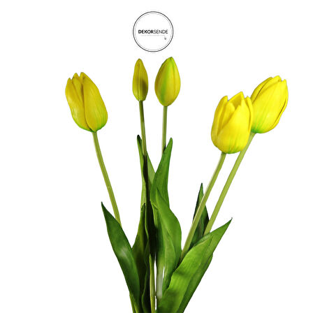 Yapay Islak Dokulu Lale Sarı 43 cm