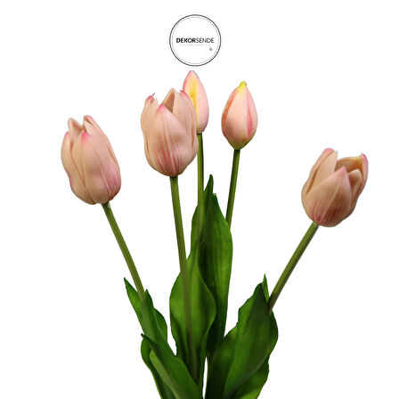 Yapay Islak Dokulu Lale Pembe 43 cm