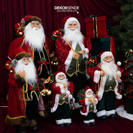 Yılbaşı Noel Baba Payetli Pullu Kırmızı 90 cm