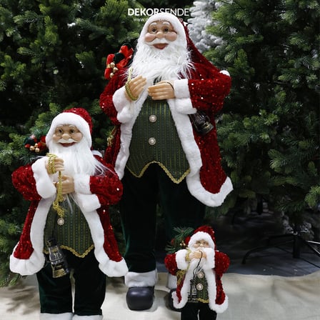 Yılbaşı Noel Baba Payetli Pullu Kırmızı 90 cm