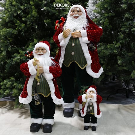 Yılbaşı Noel Baba Payetli Pullu Kırmızı 90 cm
