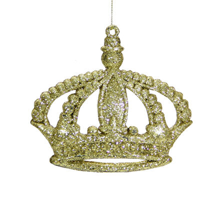 Yılbaşı Süsü Simli Taç Model Altın 13 cm