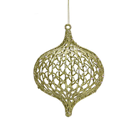 Yılbaşı Süsü Simli Topaç Model Altın 12 cm