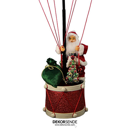 Yılbaşı Süsü Davullu Balon Noel Baba Kırmızı Beyaz 80 cm