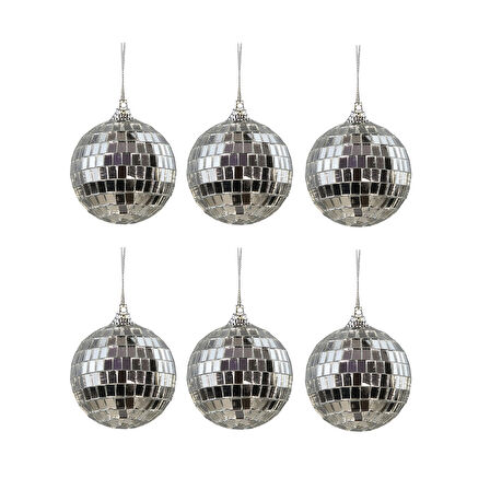 Yılbaşı Süsü Disko Topu Gümüş 6'lı 6 cm