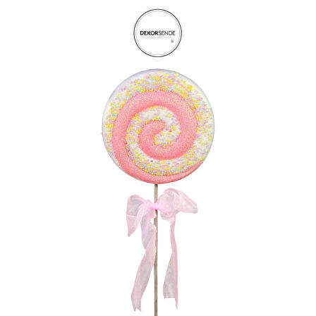 Yılbaşı Süsü Simli Lolipop Süs Pembe 40 cm