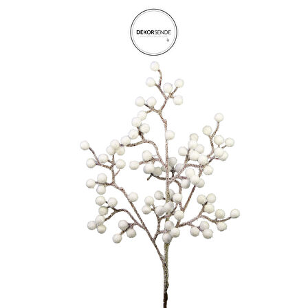 Yılbaşı Süsü Karlı Berry Dalı Beyaz 35 cm