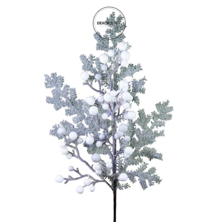 Yılbaşı Süsü Karlı Beyaz Berry Dal Yeşil Beyaz 75 cm