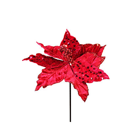 Yapay Kadife Pullu Ponsetya Kırmızı 20 cm