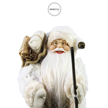 Baklava Desenli Noel Baba Beyaz Altın 30 cm