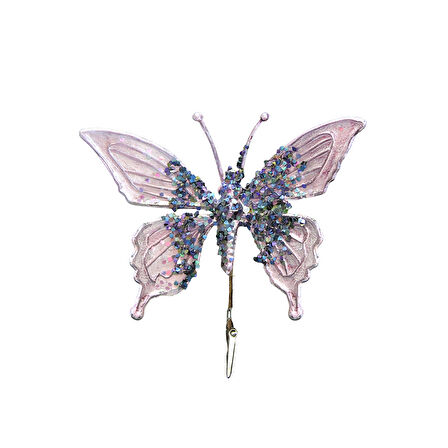 Yılbaşı Süsü Klipsli Kelebek Mor 18 cm