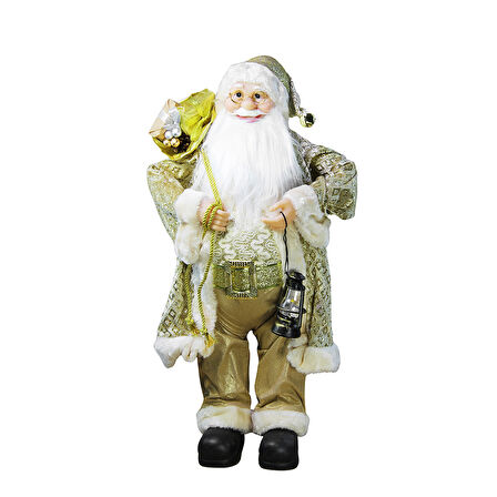 Baklava Desenli Noel Baba Altın 60 cm