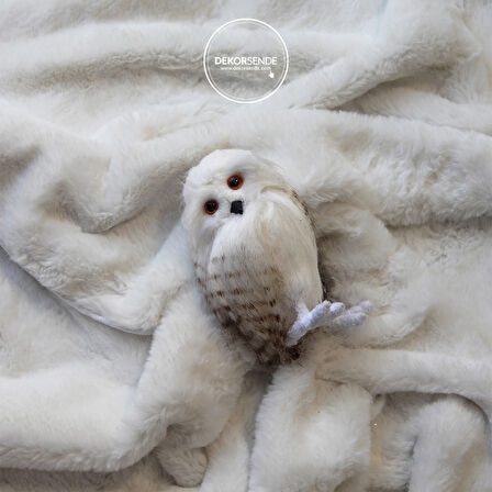 Yapay Tüylü Baykuş Beyaz 10 cm