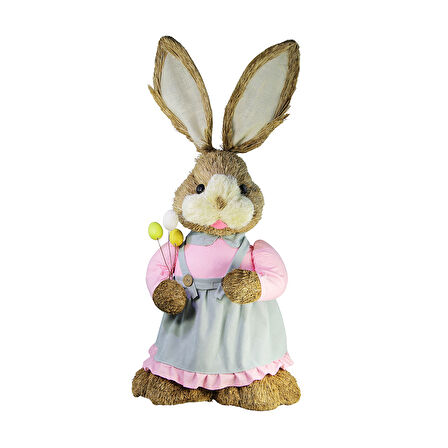 Hasır Paskalya Yumurta Tutan Kız Tavşan 100 cm