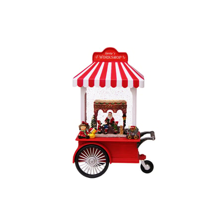 Yılbaşı Kar Küresi Işıklı Noel Baba Arabası Kırmızı 25 cm